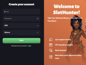 Slot Hunter Sign Up